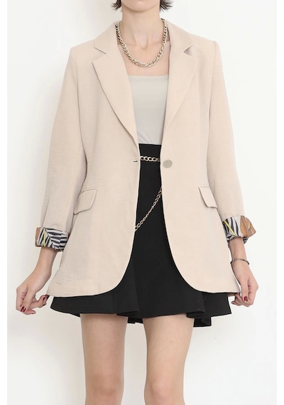 Keten Blazer Ceket Bej - 2115.1322. Çok Renkli