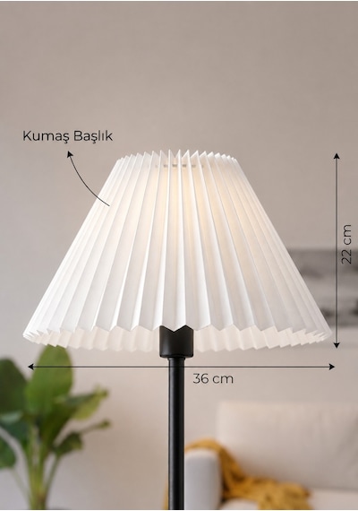 Pileli Lambader Başlığı Çap 36 Cm Beyaz Umbrella Kumaş Abajur Şapkası Metal İskelet Lam05