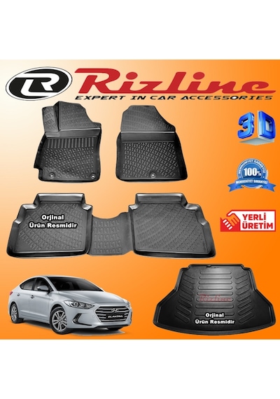 Hyundai Elantra 3D Paspas + Bagaj Havuzu 2016 Sonrası Rizline N11.10522