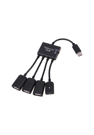 Type-c Otg Hub Çoklayıcı 3 Port Usb 2.0 Data Ve Mikro Usb Şarj Girişli Çevirici Adaptör