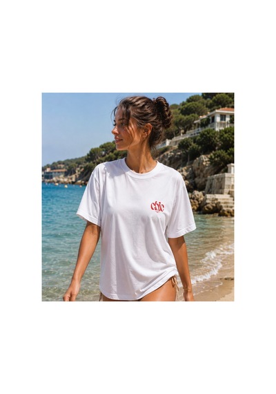 Me Selection Chic Baskı Tasarım %100 Pamuk Kadın Basic Tişört Beyaz