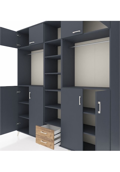 Hyperion Dolap 14 Raflı 2 Çekmeceli 2 Askılı 220x44x243 Antrasit-antrasit/çam Antrasıt/atlas Çam Hyperion Dolap 14 Raflı 2 Çekmeceli 2 Askılı 220x44x243 Antrasit-antrasit/çam Antrasıt/atlas Çam