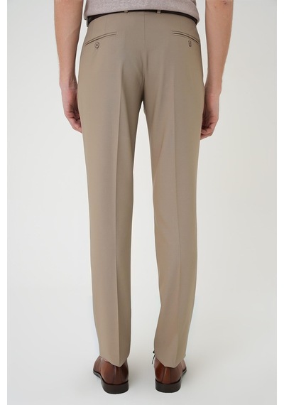 Efor Slim Fit Pilesiz Yün Klasik Koyu Bej Kumaş Pantolon P 1191 K.Bej