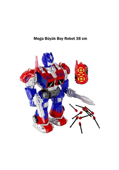 Mega Büyük Oyuncak Uzaktan Kumandalı Sünger Atan Işıklı Sesli Transformers Dev Robot Optimus