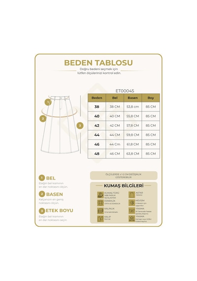 Boyuna Dikişli Yüksek Bel Midi Etek- Kahverengi Çok Renkli