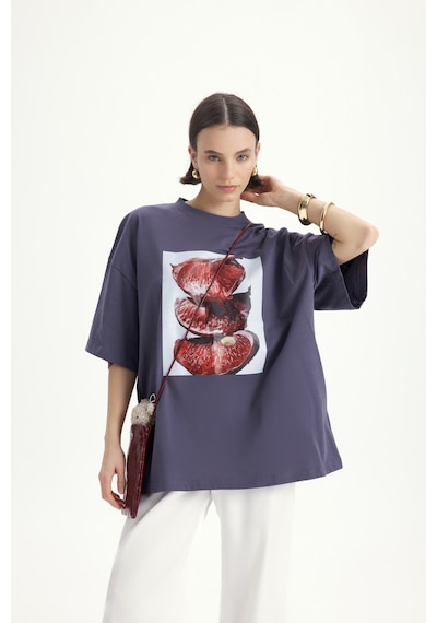 Mai Studıos Mai Studios Co. Pomelo Oversize Füme T-shirt Füme