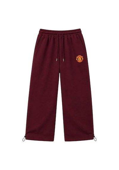 Zaee Manchester Nakışlı Ayarlanabilir Baggy Eşofman Altı Bordo