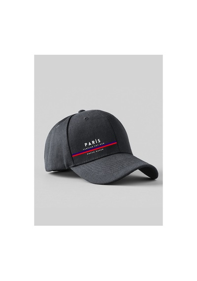 Caxis Paris Baskılı Spor Sapka Unisex Ayarlanabilir Cırtlı Şapka Koyu Gri
