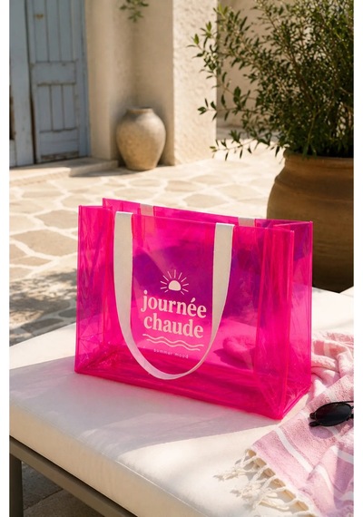 Hig Home Su Geçirmez Şeffaf Plaj Çantası Büyük Boy Kadın Deniz Havuz Omuz Çantası Pvc Şeffaf Çanta Beach Bag Pembe