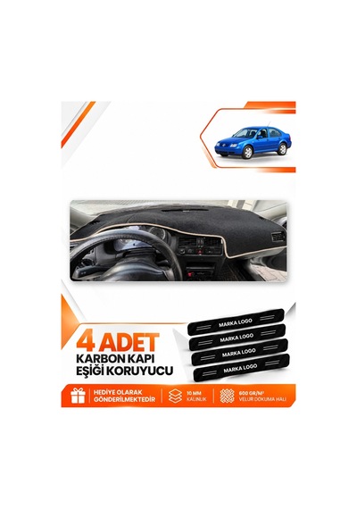 Volkswagen Jetta 1997-2003 Uyumlu Ön Örtüsü Torpido Koruma Kılıfı Halısı - Siyah Bej