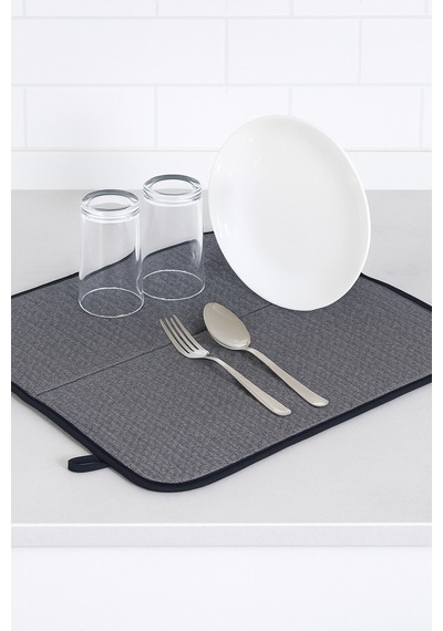 2 Adet Bulaşık Matı Süper Emici Bulaşık Kurutma Matı Tezgah Üstü Bulaşık 45x35cm Akrilik Gri Diğer