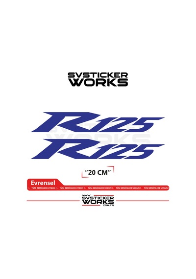 Yamaha R125 Uyumlu Yazı Sticker Yüksek Kalite Özel Kesim Folyo 2'li Set Lacivert