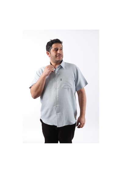 Tousus Kısa Kol Mint Yeşili-beyaz Petek Desenli Pamuklu Erkek Gömlek Kk-8053-tss