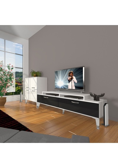 Decoraktiv Ekoflex On Slm Silver Tv Ünitesi Tv Sehpası Beyaz - Siyah