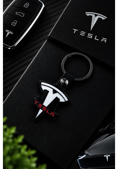 Anahtarlık Tesla Logolu Metal Halka Şık Detaylı Oto Anahtarlık Sportif Tasarım