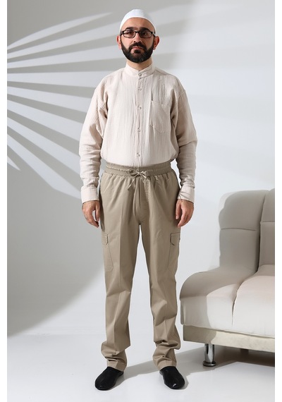 İhvanonline Erkek Çınar Yandan Cepli Beli Lastikli Hac Ve Umre Kargo Pantolon Bej İhvanonline Erkek Çınar Yandan Cepli Beli Lastikli Hac Ve Umre Kargo Pantolon Bej