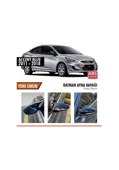 Otoçizgi Hyundai Accent Blue Batman Yarasa Ayna Kapağı Piano Black Abs Pla Otoçizgi