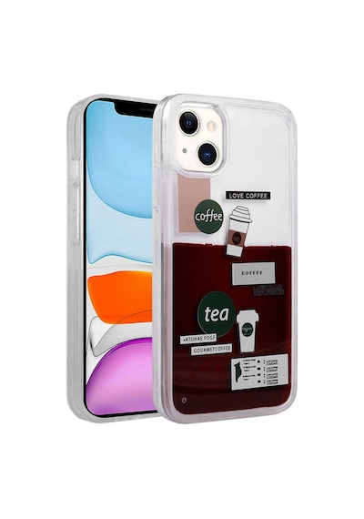 Mobilteam Apple iPhone 14 Uyumlu Desenli Sıvılı Drink Silikon Kılıf-no2 NO2