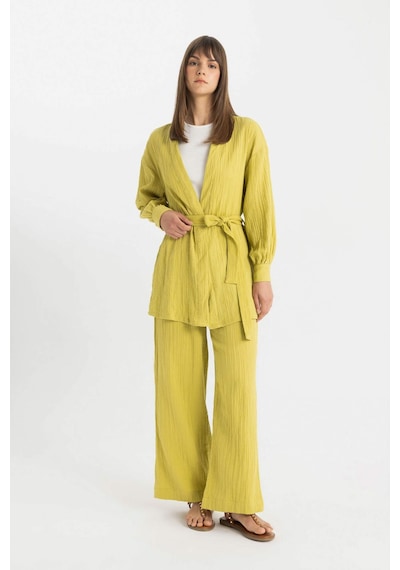 Defacto Relax Fit V Yaka Müslin Kimono C9694AX24SMGN741 Yeşil
