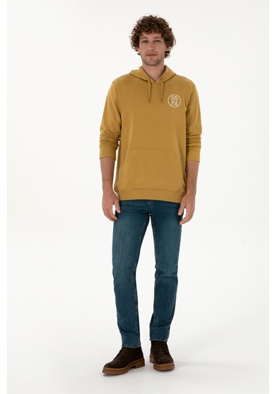 U.S. Polo Assn. Erkek Regular Fit Kapüşonlu Hardal Sweatshirt 50313718-VR151