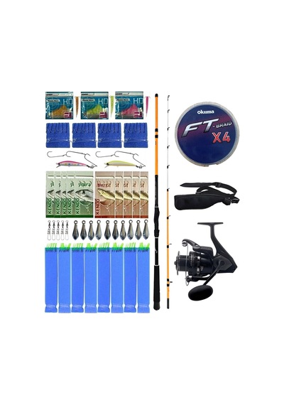 Yek Outdoor Hazır Tekne Oltası Seti Okuma Squider 210h 213cm Olta Kamışı&okuma Wave Power Wp-4000a1 Olta Makinesi