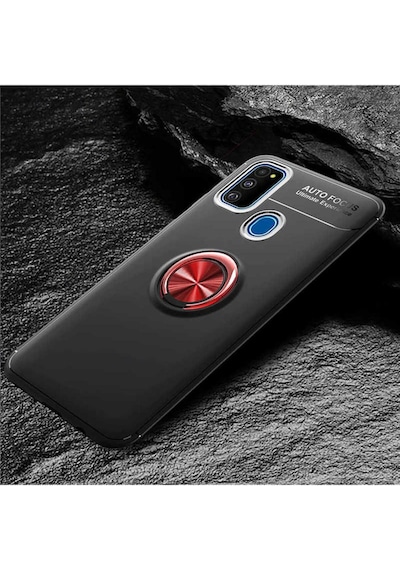 Samsung Uyumlu Galaxy M30s Kılıf Zore Ravel Silikon Kapak Siyah-Kırmızı