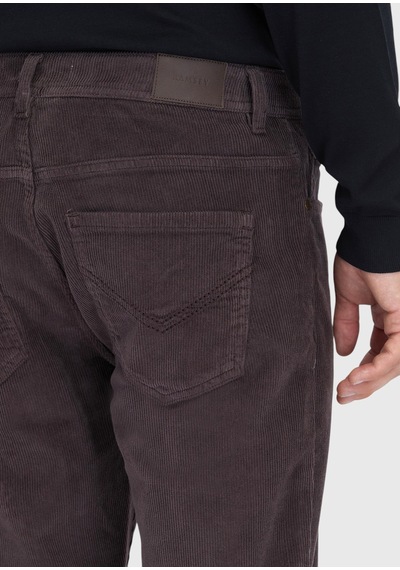 Ramsey Mürdüm Düz Dokuma Slim Fit Kadife Casual Pamuk Karışımlı Pantolon
