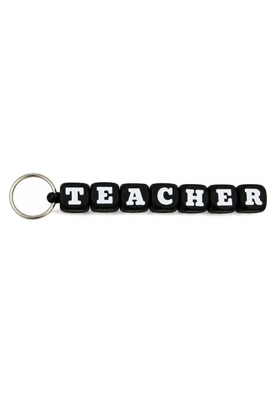 Teacher Yazılı Anahtarlık Öğretmen Temalı Çanta Anahtarlığı Dekoratif Harf Tasarımlı Anahtarlık