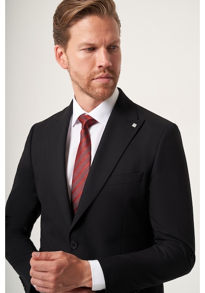 İmza Siyah Kırlangıç Yaka Tam Astar 6 Drop Slim Fit Esnek Takım Elbise 1001265162