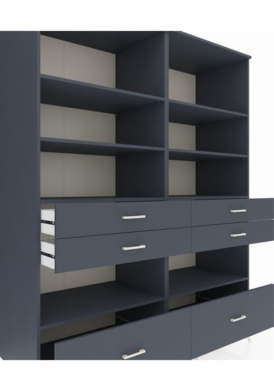 Kronos Gardrop 8 Raflı 6 Çekmeceli 176x59x221 Antrasit-antrasit Beyaz Kronos Gardrop 8 Raflı 6 Çekmeceli 176x59x221 Antrasit-antrasit Beyaz