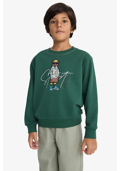 Defacto Erkek Çocuk Bisiklet Yaka Baskılı Sweatshirt F2851a825wngn149 Yeşil