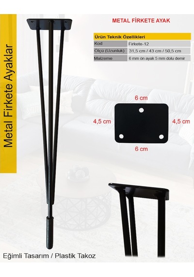 İlgitrafik Masa Ayağı Zigon Sehpa Ayakları Metal Firkete Mobilya Ayak Demiri