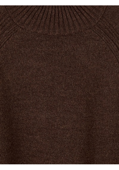 Lcw Modest Kahverengi Yarım Balıkçı Yaka Oversize Kadın Triko Tunik Xl-2xl