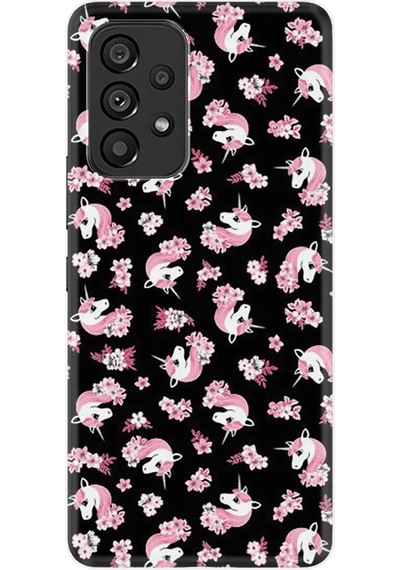 Samsung Uyumlu A73 Kılıf Resimli Silikon Unicorn Flowers 1406