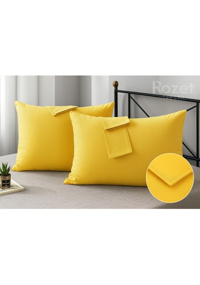 Sarı Pamuk Kumaş Kapaklı Yastık Kılıfı 2 Adet 50 X 70 Cm