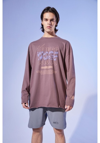 Woof Gym Oversized Long Sleeve T-Shırt - Rose Taupe