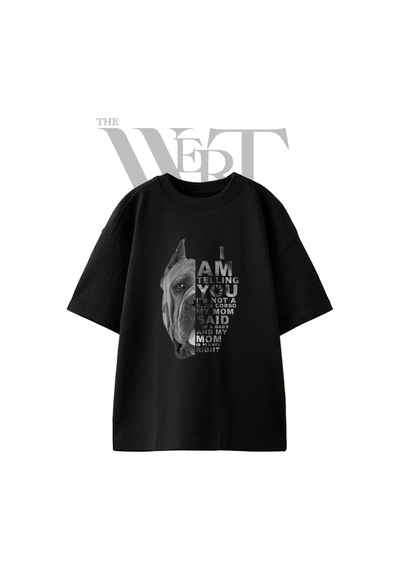 Thewert Cane Corso Tasarım Baskılı Ünisex Siyah Oversize T-shirt