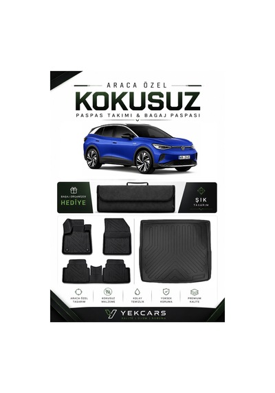 Volkswagen Id 4 Elektrikli 2026 Model Aracınıza Özel 4d Kauçuk Paspas Takımı Ve Bagaj Havuzu