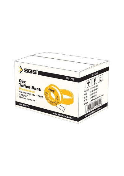 Sgs1203 - Gaz Teflon Bant Professional 12mm X 8 Metre / 1 Gram