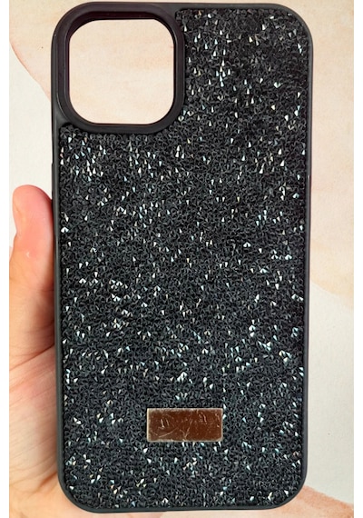 İphone 13 / 14 Yıldız Tozu Premium Siyah Silikon Kılıf