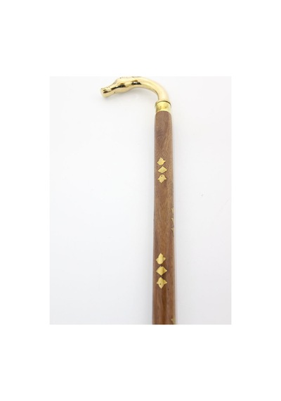 2 Adet At Büstü Baston Pirinç Ve Ahşap Karışımlı Sap, 93 Cm Boyunda Yürüyüş Bastonu, Horse Head Cane