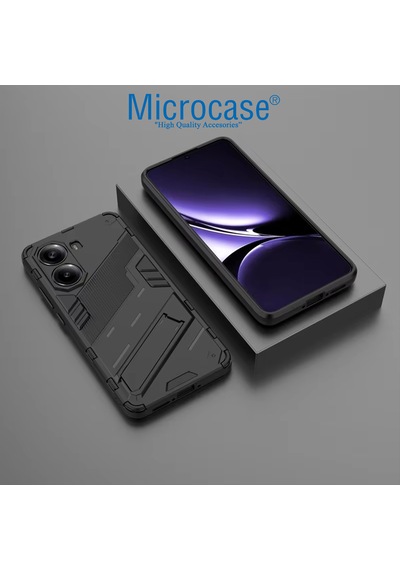 Microcase Xiaomi Redmi Poco X7 Pro /xiaomi Redmi Turbo 4 5g Matrix Serisi Armor Standlı Perfect Koruma Kılıf - Siyah Al3416
