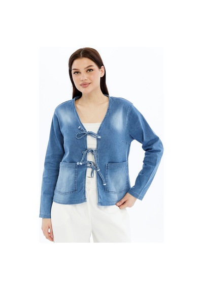 Selectmoda Kadın Denim V Yaka Önden Cepli Bağlama Detaylı Ceket/hırka Mavi Selectmoda Kadın Denim V Yaka Önden Cepli Bağlama Detaylı Ceket/hırka Mavi