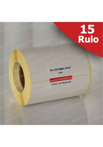 Termal Etiket 100X120 - Barkod Etiketi 15 Rulo 3.750 Adet