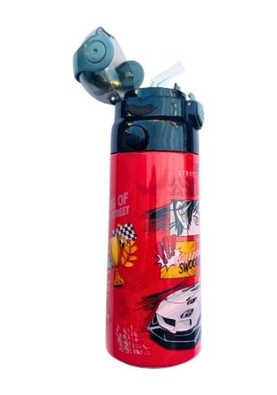 Askılı Pipetli Çelik Suluk Matara 550 Ml Kırmızı Kırmızı