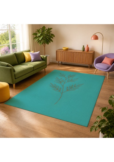 Kartela Halı Evo Halı Jüt Taban Dokuma Halı Mavi - 80 X 120 Cm
