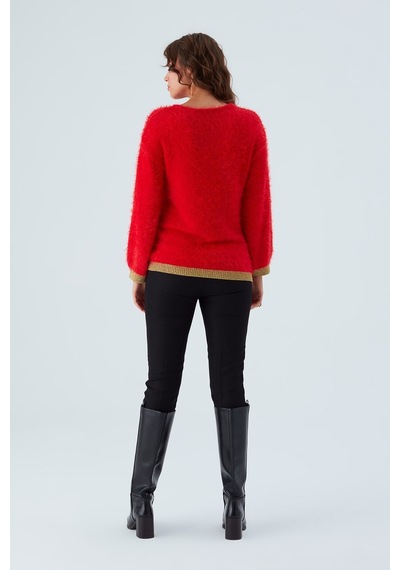 Peraluna De Vılle Pullover Kol Ve Etek Ucu Simli Kadın Triko Kazak Kırmızı-kırmızı Kırmızı Peraluna De Vılle Pullover Kol Ve Etek Ucu Simli Kadın Triko Kazak Kırmızı-kırmızı Kırmızı