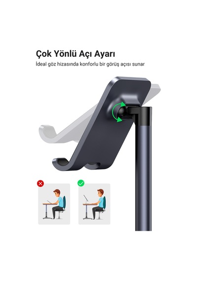 Ugreen Masaüstü Ayarlanabilir Telefon Tutucu Stant, Siyah, 60324