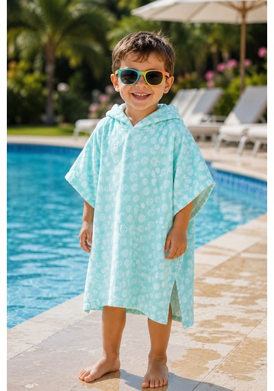 Müslin Çocuk Ve Bebek Panço Unisex Model - Bebek & Çocuk Plaj Ve Banyo Panço Turkuaz - 886580333 3-5 Yaş