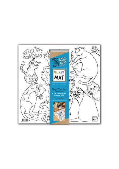 Akademi Çocuk Funny Mat White 40x40cm - Kediler Genel